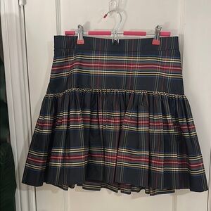J Crew Black Tartan Plaid Pleated Skirt